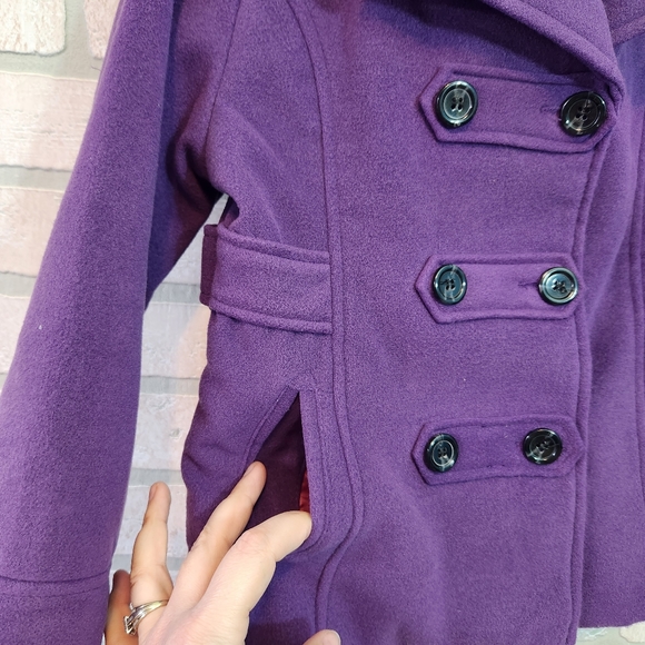 Girls Purple Coat Dressy Ruffled Button Down Collared Coat Size M 5/6 NWT - Picture 5 of 12